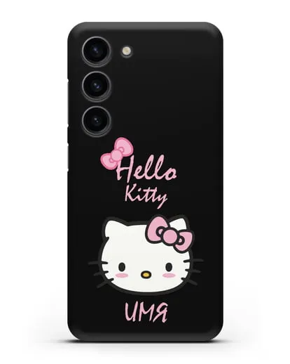 Именной чехол Hello Kitty силиконовый для Samsung Galaxy S23 [SM-S911]