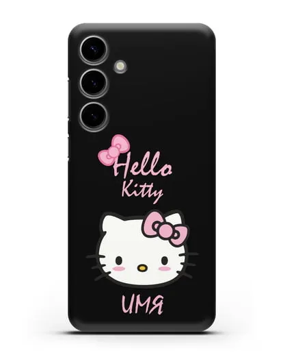 Именной чехол Hello Kitty силиконовый для Samsung Galaxy S24 Plus
