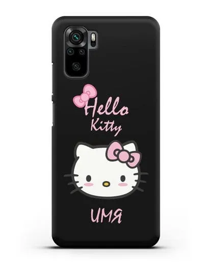 Именной чехол Hello Kitty силиконовый для Xiaomi Redmi Note 10