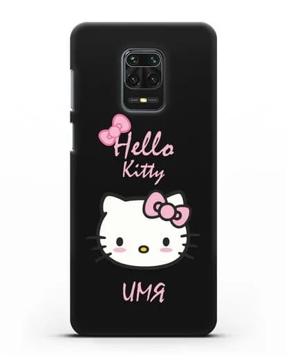 Именной чехол Hello Kitty силиконовый для Xiaomi Redmi Note 9 Pro