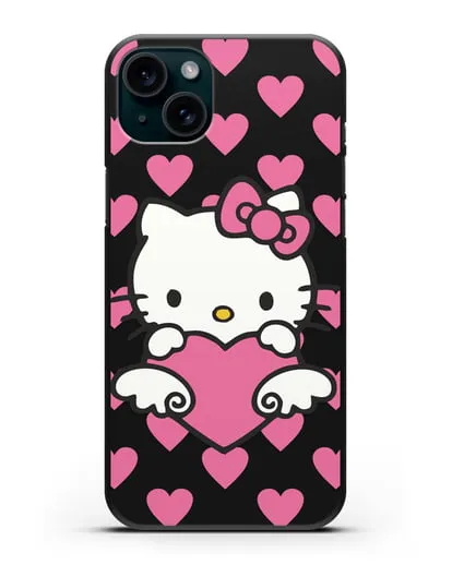 Чехол с принтом Хелло Китти силиконовый для iPhone 15 Plus
