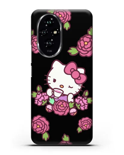 Чехол Китти с цветами силиконовый для Honor 200