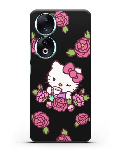 Чехол Китти с цветами силиконовый для Honor 90