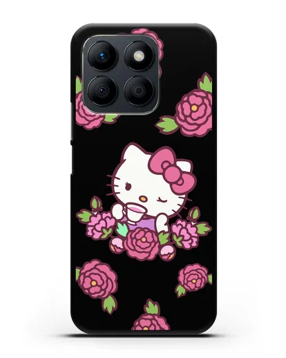 Чехол Китти с цветами силиконовый для Honor X8b