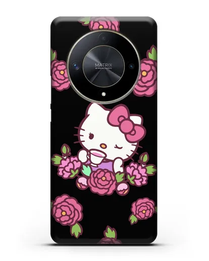 Чехол Китти с цветами силиконовый для Honor X9b