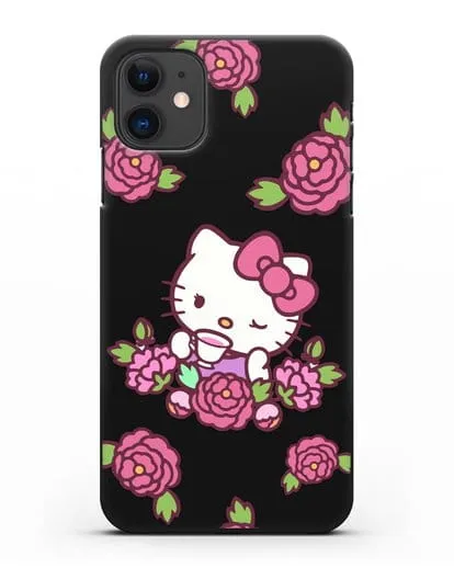 Чехол Китти с цветами силиконовый для iPhone 11