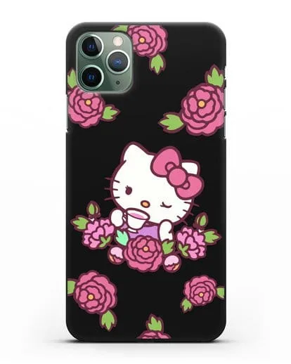 Чехол Китти с цветами силиконовый для iPhone 11 Pro
