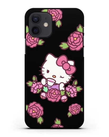 Чехол Китти с цветами силиконовый для iPhone 12