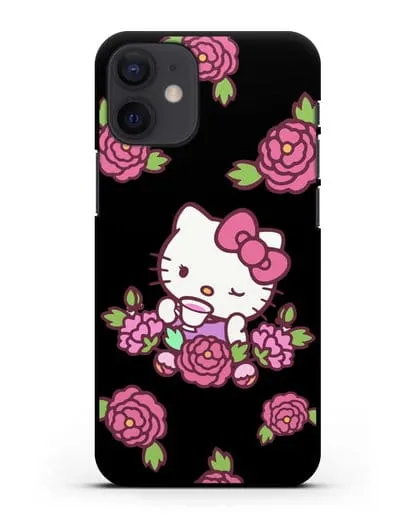 Чехол Китти с цветами силиконовый для iPhone 12 mini