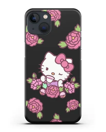 Чехол Китти с цветами силиконовый для iPhone 13 Mini