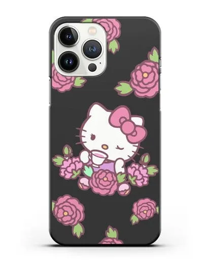 Чехол Китти с цветами силиконовый для iPhone 13 Pro Max