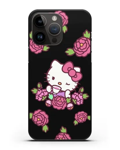 Чехол Китти с цветами силиконовый для iPhone 14 Pro Max