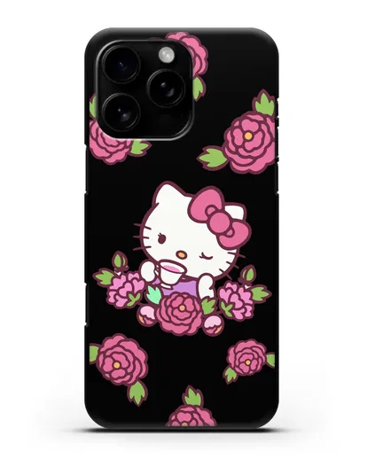 Чехол Китти с цветами силиконовый для iPhone 16 Pro Max