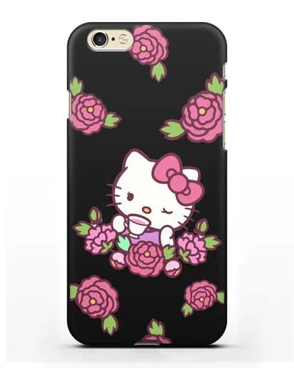 Чехол Китти с цветами силиконовый для iPhone 6