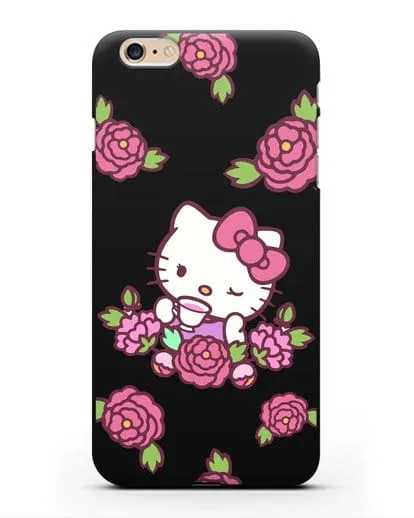 Чехол Китти с цветами силиконовый для iPhone 6s Plus