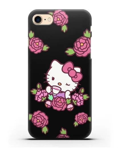Чехол Китти с цветами силиконовый для iPhone 8