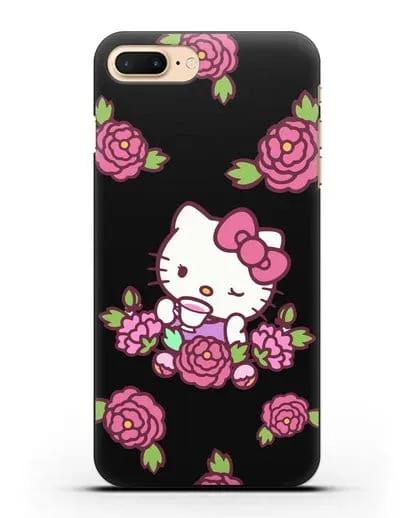 Чехол Китти с цветами силиконовый для iPhone 8 Plus