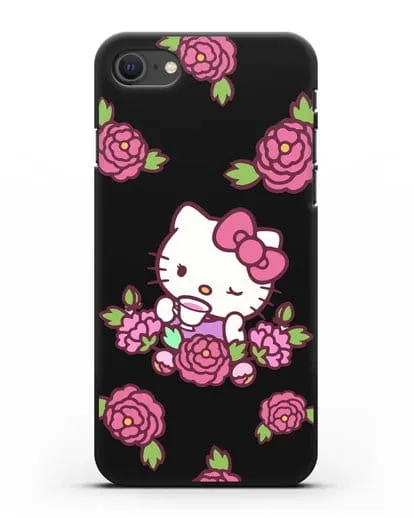 Чехол Китти с цветами силиконовый для iPhone SE 2020