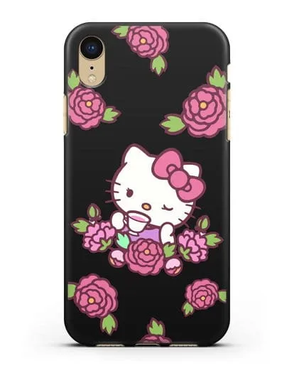 Чехол Китти с цветами силиконовый для iPhone XR