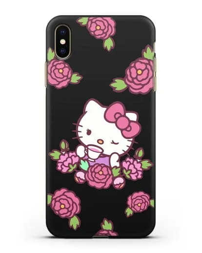 Чехол Китти с цветами силиконовый для iPhone XS Max