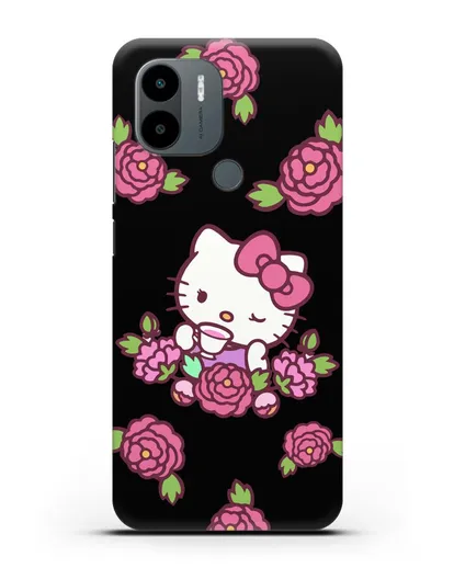 Чехол Китти с цветами силиконовый для Xiaomi Poco C51