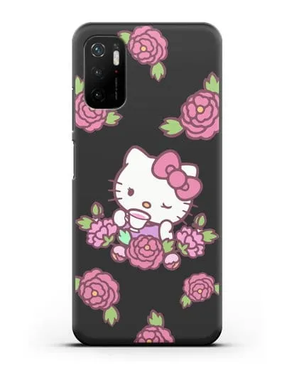 Чехол Китти с цветами силиконовый для Xiaomi Poco M3 Pro