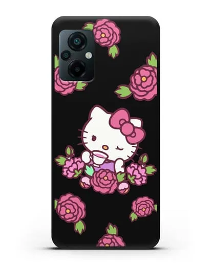 Чехол Китти с цветами силиконовый для Xiaomi Poco M5