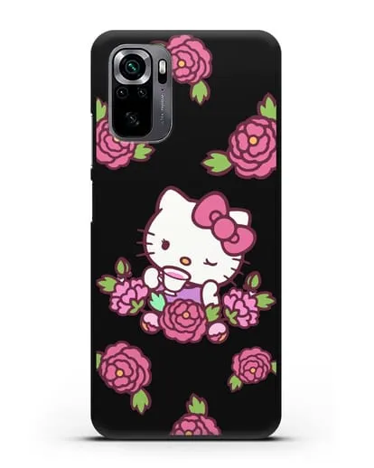 Чехол Китти с цветами силиконовый для Xiaomi Poco M5s