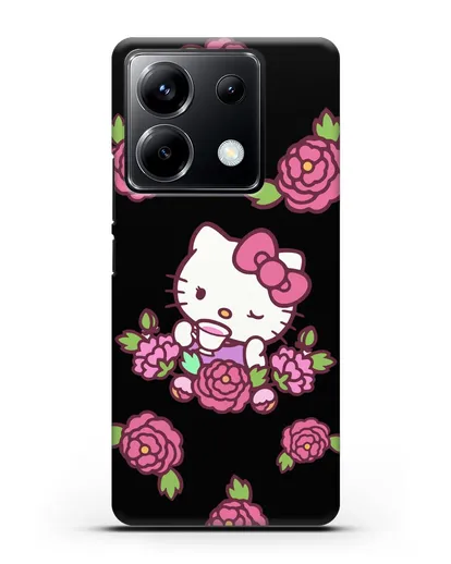 Чехол Китти с цветами силиконовый для Xiaomi Poco X6