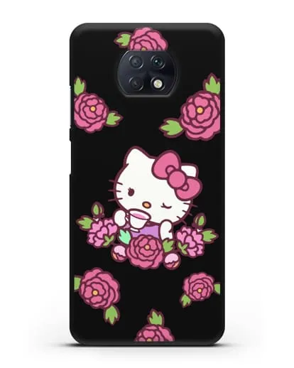 Чехол Китти с цветами силиконовый для Xiaomi Redmi Note 9T