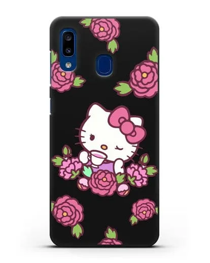 Чехол Китти с цветами силиконовый для Samsung Galaxy A20 [SM-A205FN]