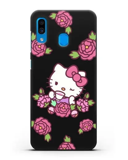 Чехол Китти с цветами силиконовый для Samsung Galaxy A30 [SM-A305FN]
