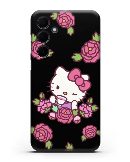 Чехол Китти с цветами силиконовый для Samsung Galaxy A35 [SM-A356]