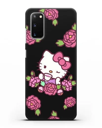 Чехол Китти с цветами силиконовый для Samsung Galaxy S20 [SM-G980F]