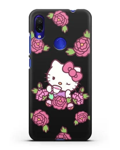 Чехол Китти с цветами силиконовый для Xiaomi Redmi Note 7