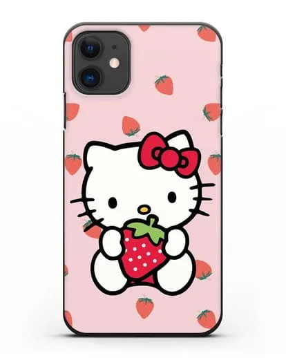 Чехол Китти с клубникой силиконовый для iPhone 11