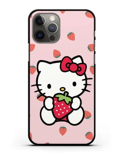 Чехол Китти с клубникой силиконовый для iPhone 12 Pro