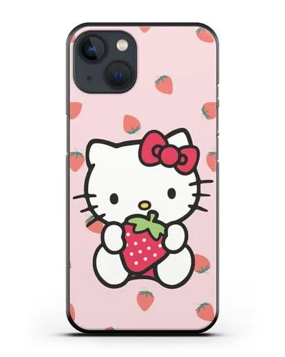 Чехол Китти с клубникой силиконовый для iPhone 13