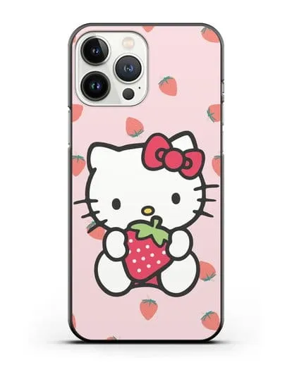 Чехол Китти с клубникой силиконовый для iPhone 13 Pro Max
