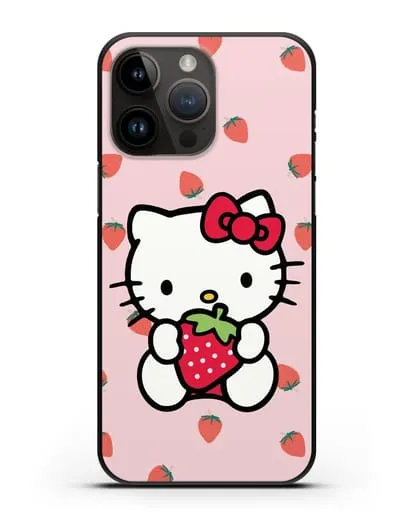Чехол Китти с клубникой силиконовый для iPhone 14 Pro Max