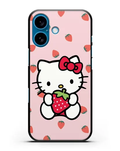 Чехол Китти с клубникой силиконовый для iPhone 16