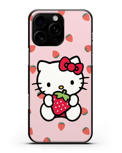 Чехол Китти с клубникой силиконовый для iPhone 16 Pro Max