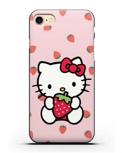 Чехол Китти с клубникой силиконовый для iPhone 8