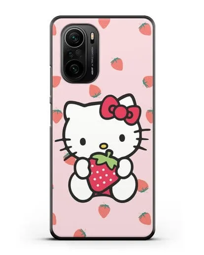 Чехол Китти с клубникой силиконовый для Xiaomi Poco F3