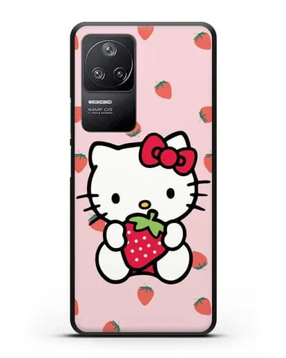 Чехол Китти с клубникой силиконовый для Xiaomi Poco F4