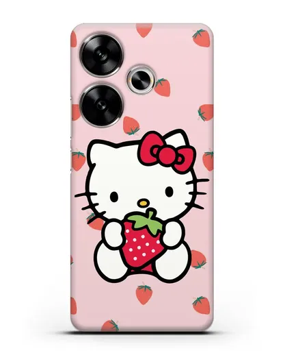 Чехол Китти с клубникой силиконовый для Xiaomi Poco F6