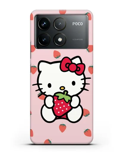 Чехол Китти с клубникой силиконовый для Xiaomi Poco F6 Pro