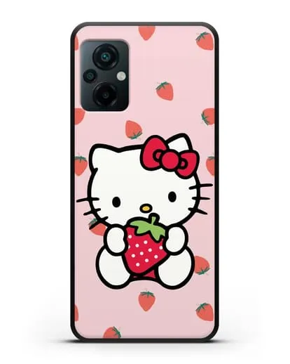 Чехол Китти с клубникой силиконовый для Xiaomi Poco M5