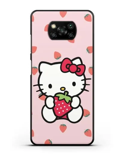 Чехол Китти с клубникой силиконовый для Xiaomi Poco X3