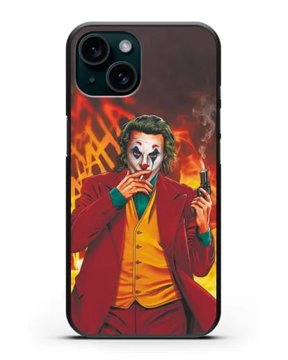 Чехол Джокер (Joker) с пистолетом силиконовый для iPhone 15